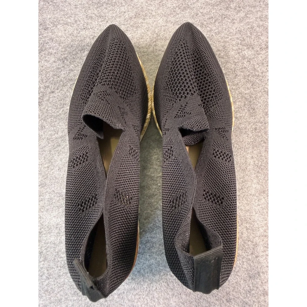 Unbranded Espadrille Platform Slip On Women Size 38 Black Knit Pointed Toe C901